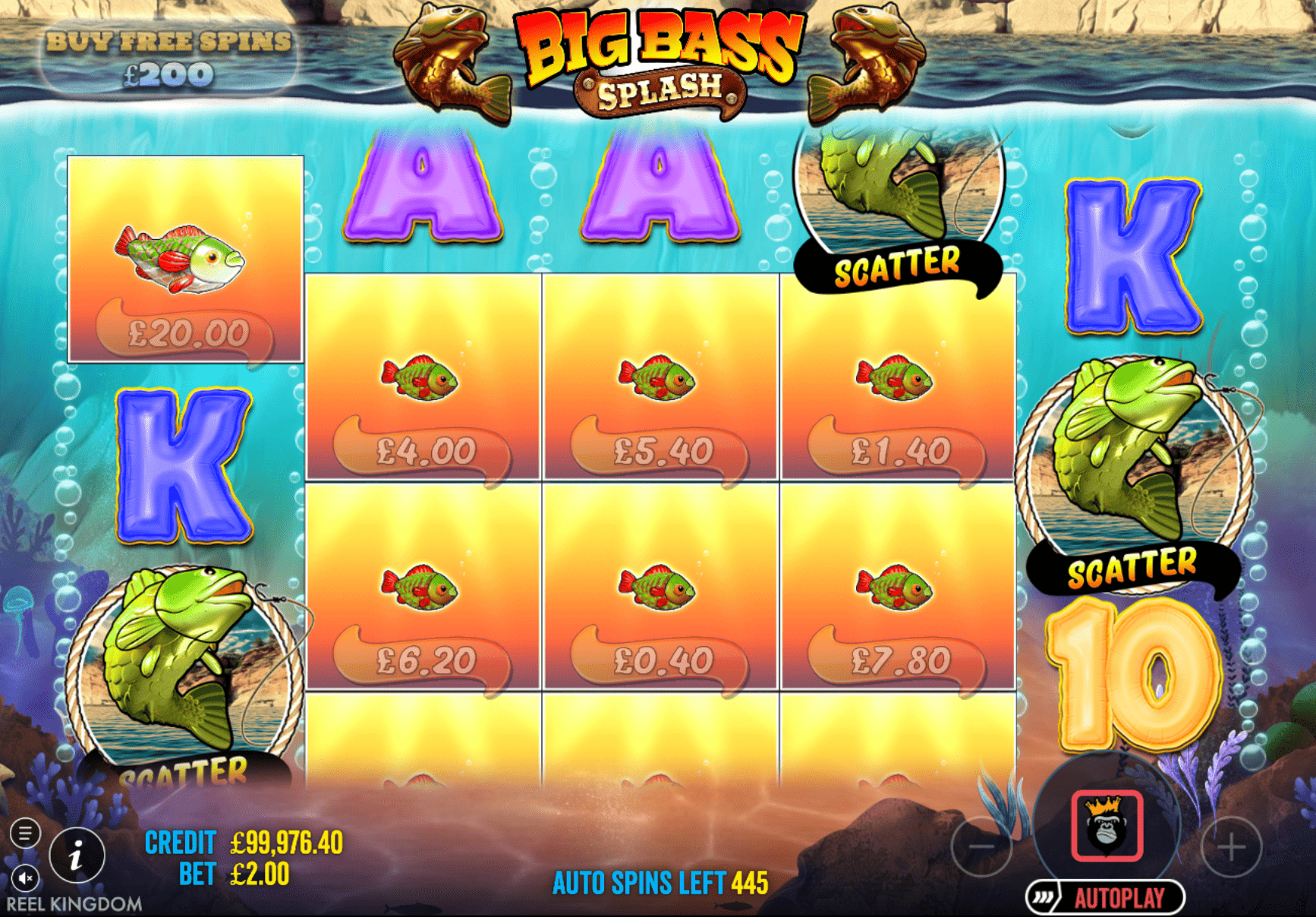 Big Bass Splash демо — экран запуска бесплатной версии слота